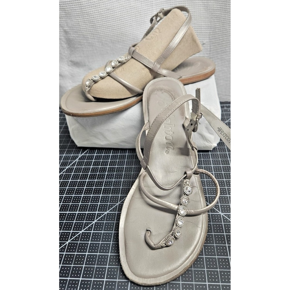 Brighton sandals style glow with 6 crystals gray‎ Sz 7.5W made in Brazil